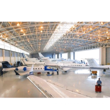 Vorgefertigte Stahlrohrrahmenkonstruktion Vorfertigter Flugzeug Hangar Flachdach